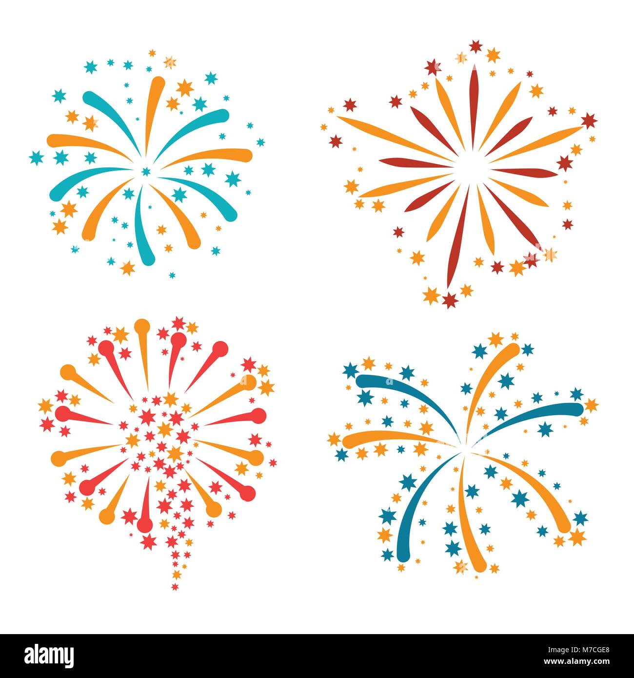 Ensemble d'abstract colorful fireworks et saluer Illustration de Vecteur