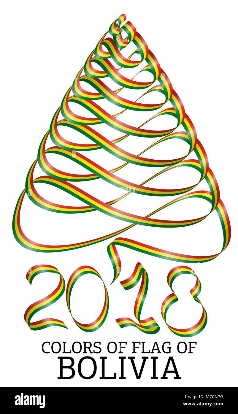 Ruban dans la forme d'un arbre de Noël avec les couleurs du drapeau de la bolivie Illustration de Vecteur