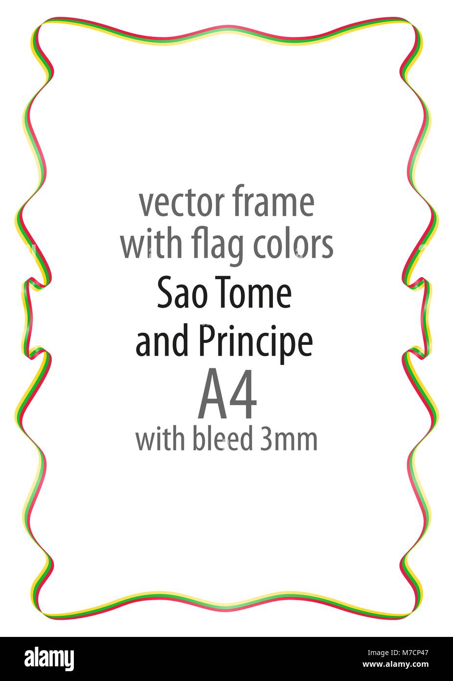 Cadre et bordure de ruban avec les couleurs de la Sao Tomé-et-Principe d'un drapeau Illustration de Vecteur