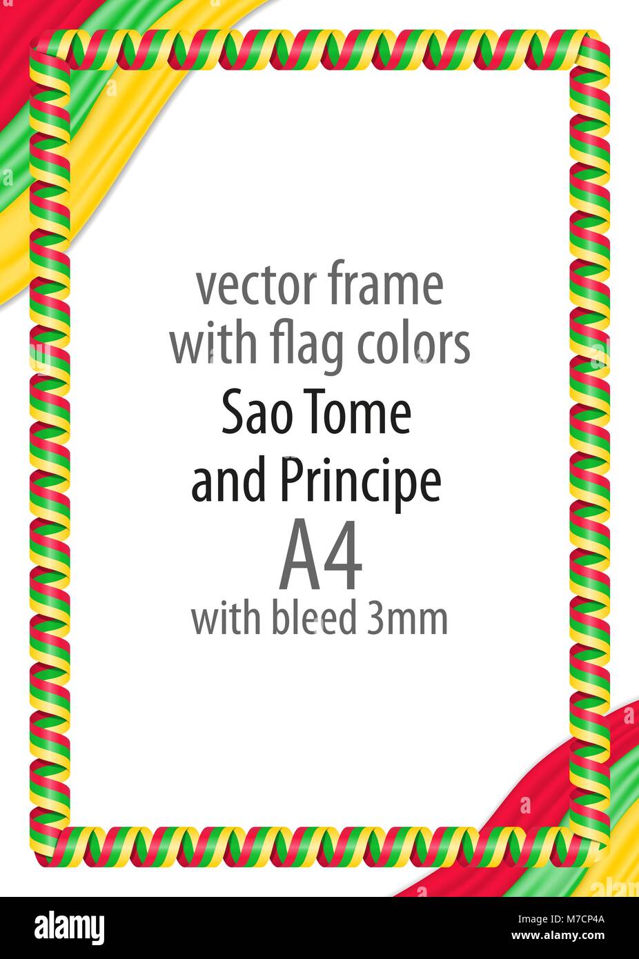 Cadre et bordure de ruban avec les couleurs de la Sao Tomé-et-Principe d'un drapeau Illustration de Vecteur