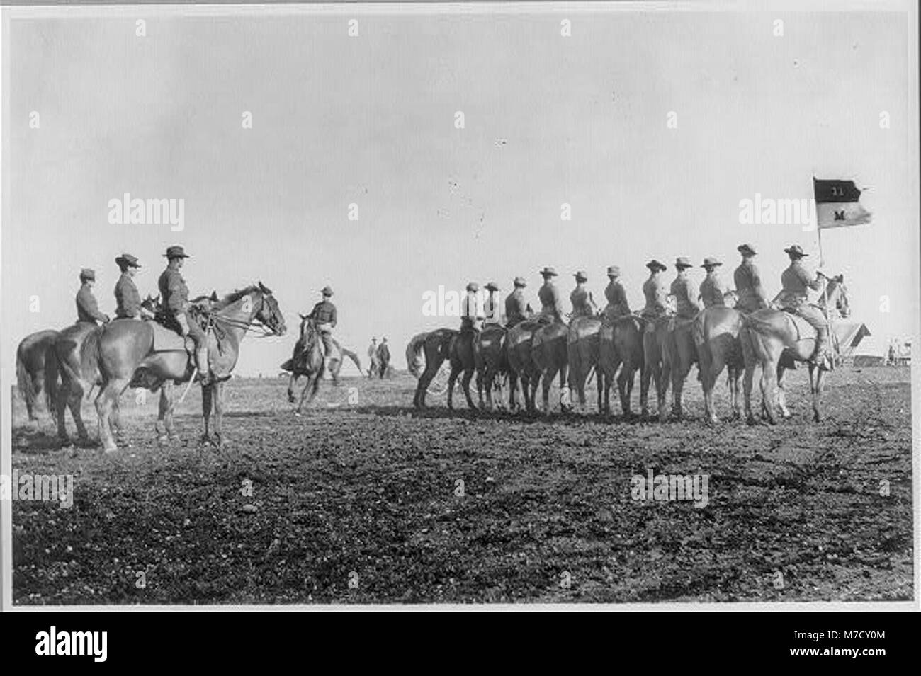 Fort Sam Houston, Texas, 1911-1912- Co. M, 11e cavalerie ; queue RCAC2006677815 Banque D'Images