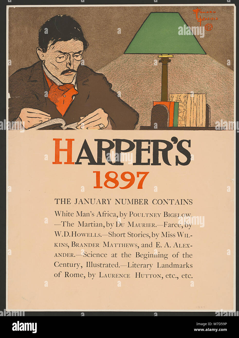 Le numéro de janvier 1897 du magazine Harper's, mettant en évidence des articles clés et des illustrations du périodique de la fin du XIXe siècle. Banque D'Images