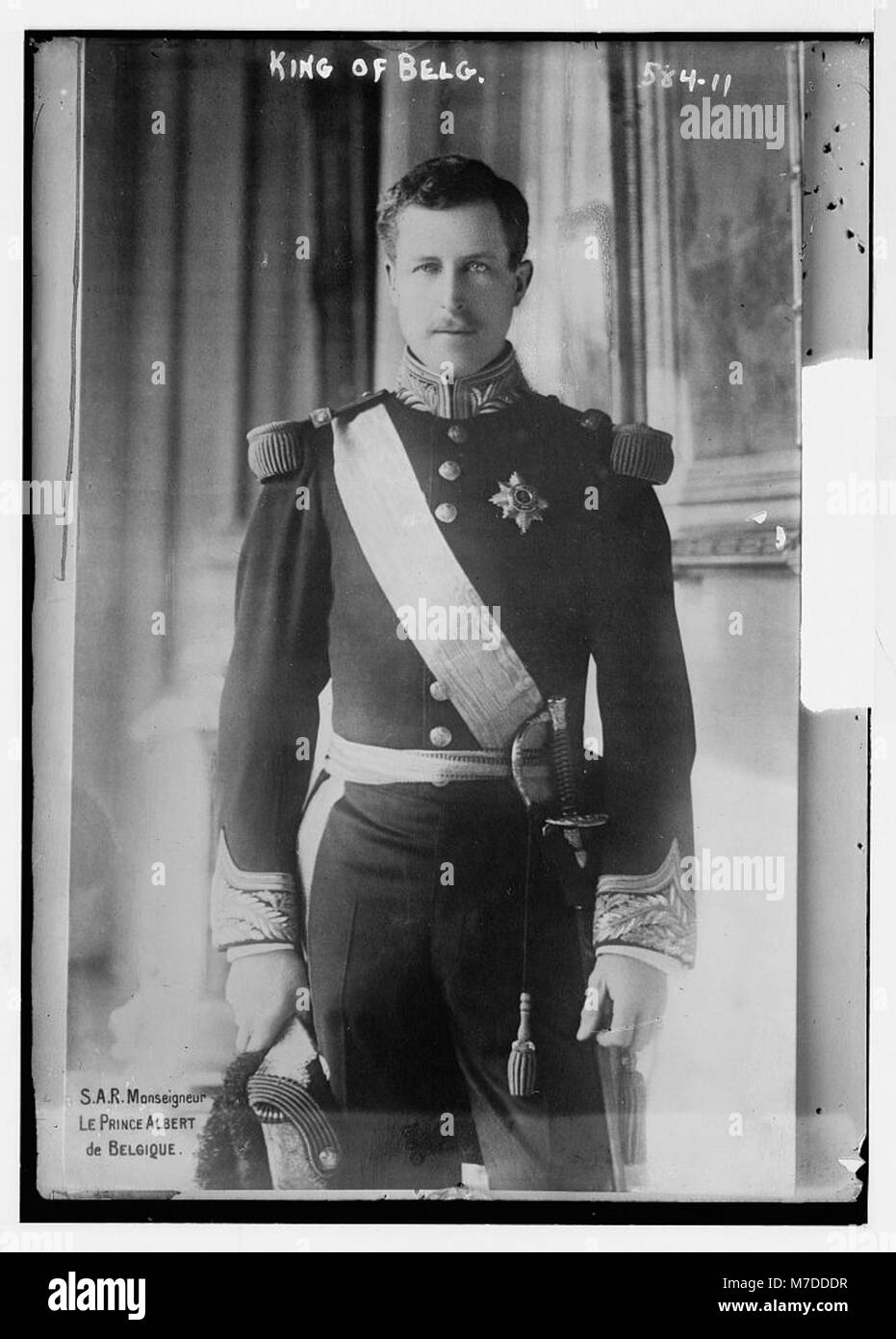 Portrait formel du prince Albert de Belgique, montrant la figure de proue royale dans une pose digne, faisant partie de la collection de la Bibliothèque du Congrès. Banque D'Images