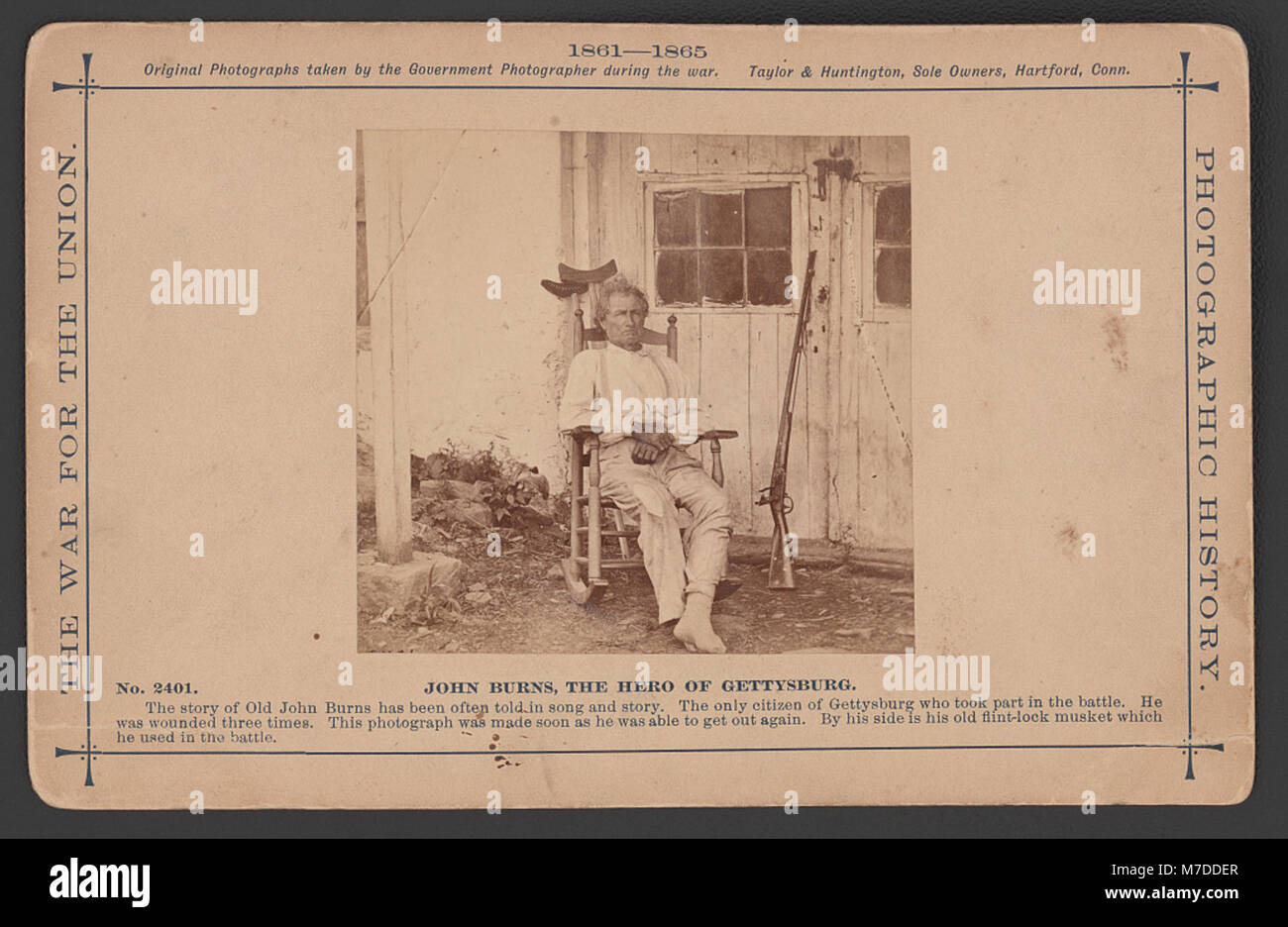 John Burns, le héros de l'abattage de Gettysburg à Gettysburg - stylo - photographies originales prises par le photographe du gouvernement pendant la guerre. Rcac2014647511 Banque D'Images