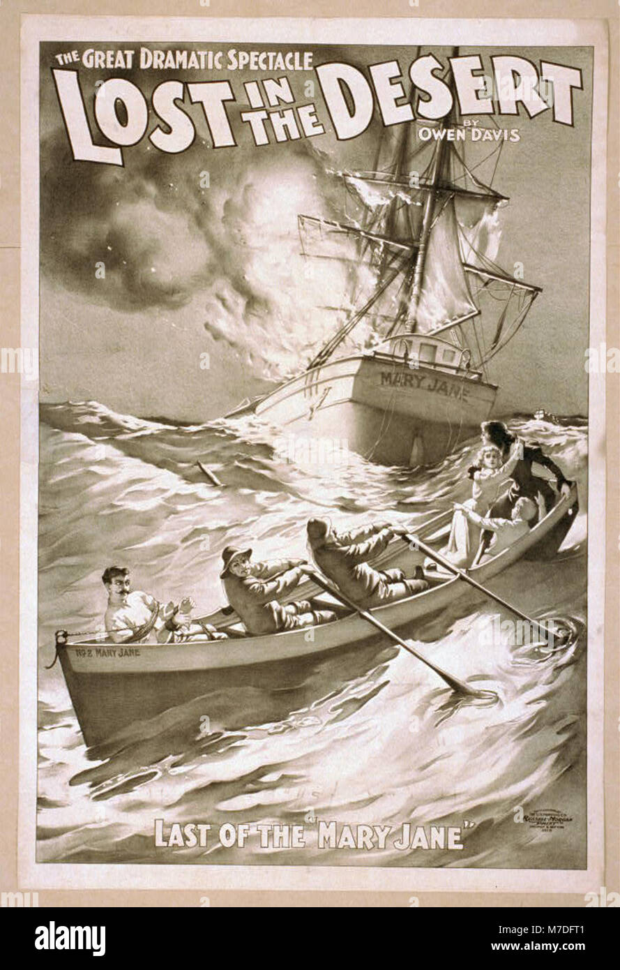 Une scène dramatique se déroulant dans le désert, telle que décrite dans la pièce écrite par Owen Davis. La scène met en valeur le paysage sauvage et vaste du désert, capturant l'essence de l'isolement et de la lutte. Banque D'Images