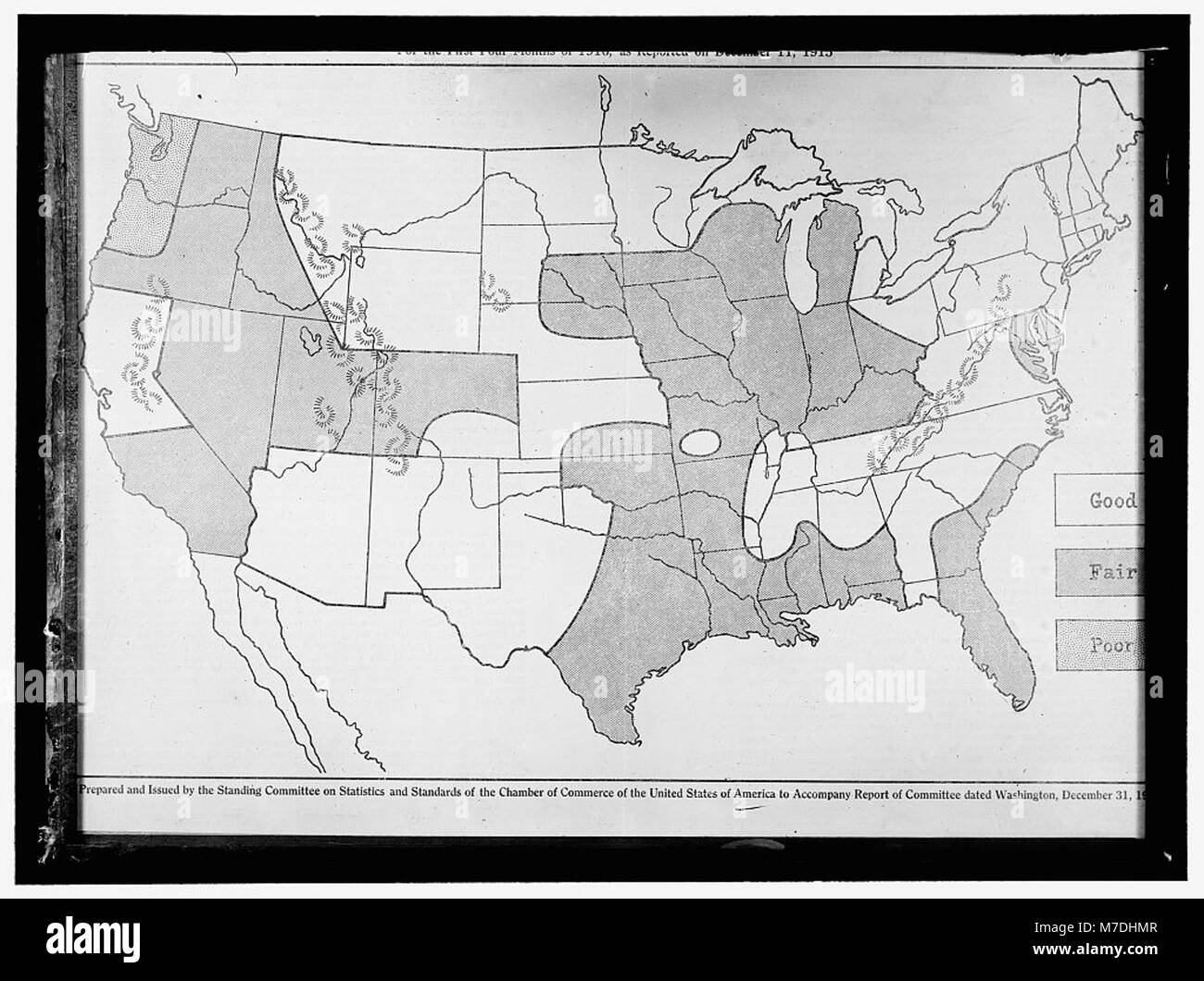 Une carte détaillée des États-Unis, mettant en évidence les frontières géographiques, les divisions politiques et les grandes villes, servant de référence historique pour la géographie américaine au début du XXe siècle. Banque D'Images