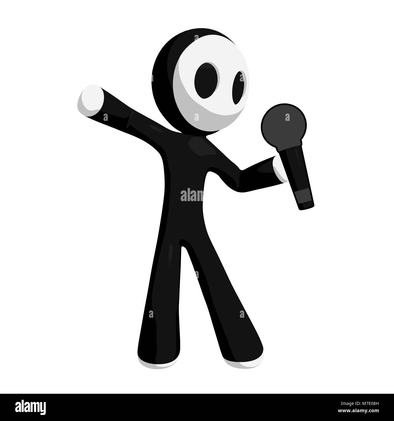 Mascotte personnage parler dans le microphone. Banque D'Images