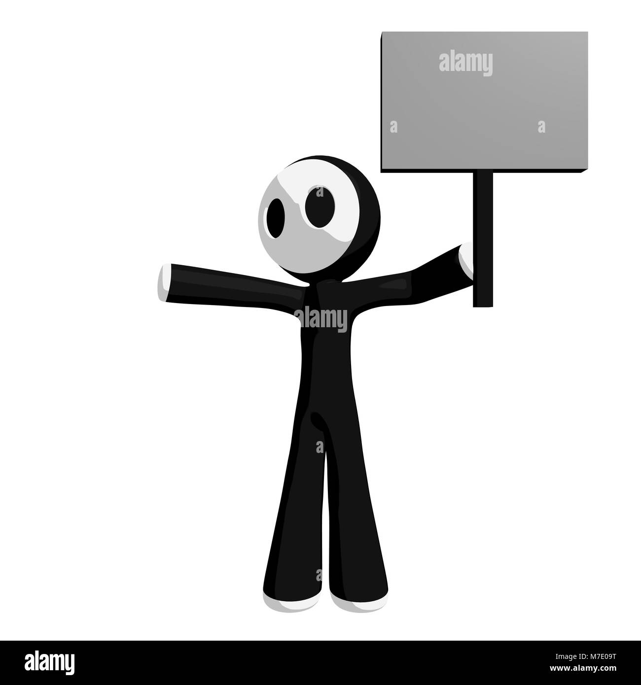 Mascotte personnage holding sign en pointant. Banque D'Images