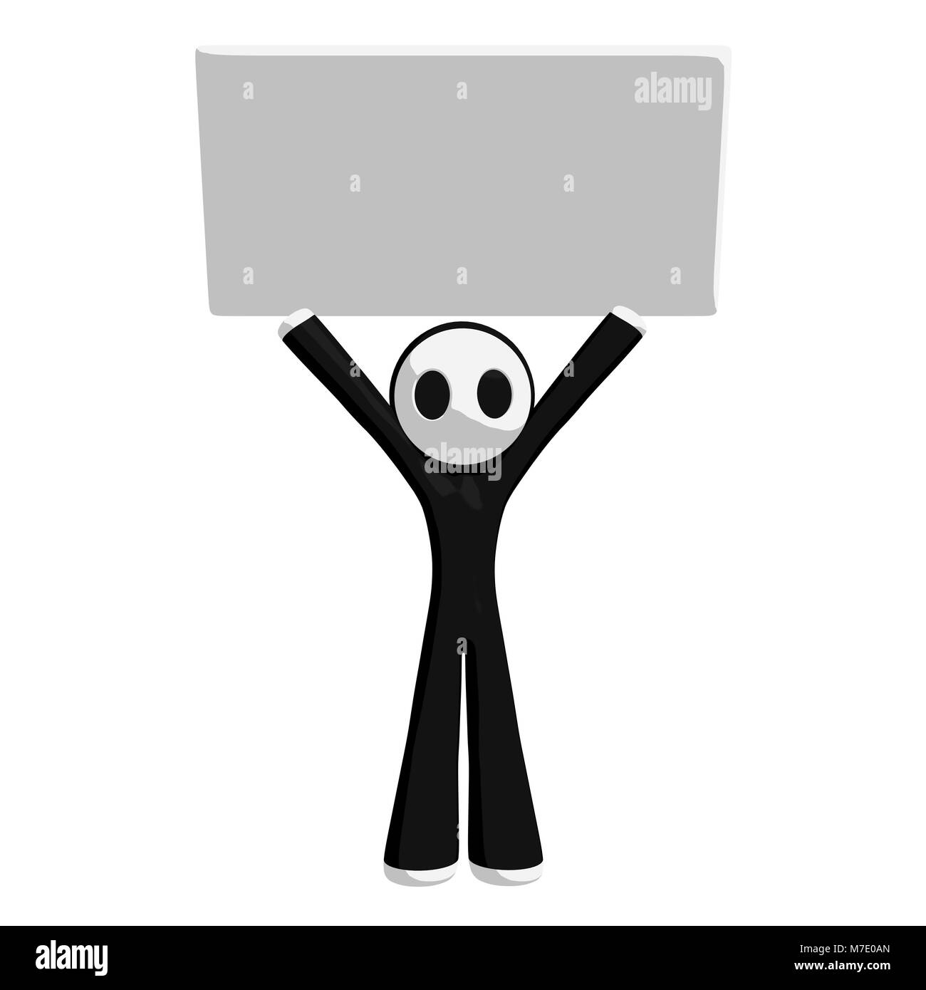 Mascotte personnage tenant bien haut la bannière. Banque D'Images