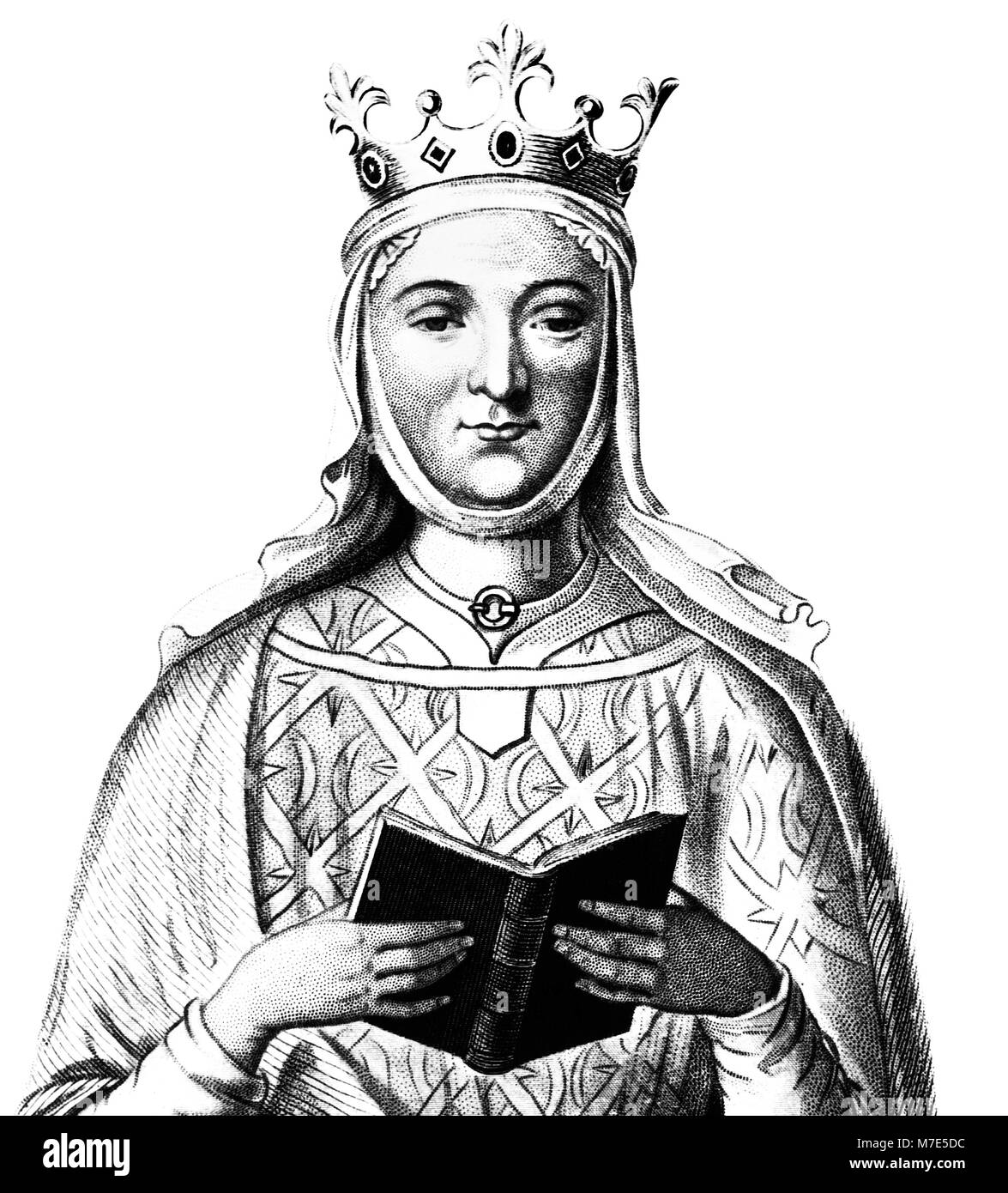 Aliénor d'Aquitaine (1122-1204), gravure de la Reine consort d'Angleterre (comme l'épouse de Henri II) et de la France (comme l'épouse de Louis VII). Elle était la mère des deux le roi Richard I et le roi Jean. Banque D'Images