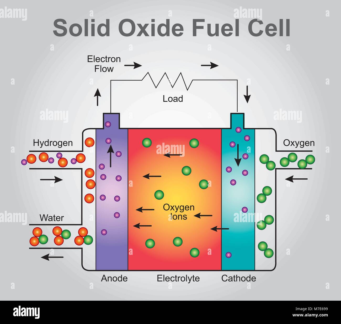 La structure de la pile à combustible à oxyde solide. La technologie de l'éducation info graphic vector. Illustration de Vecteur