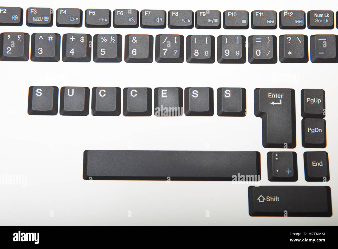 Clavier ordinateur adapté composé de clé lâche couvre à partir d'un  ordinateur avec le mot succès et de chiffres dans un close up high angle  vue conceptuelle Photo Stock - Alamy