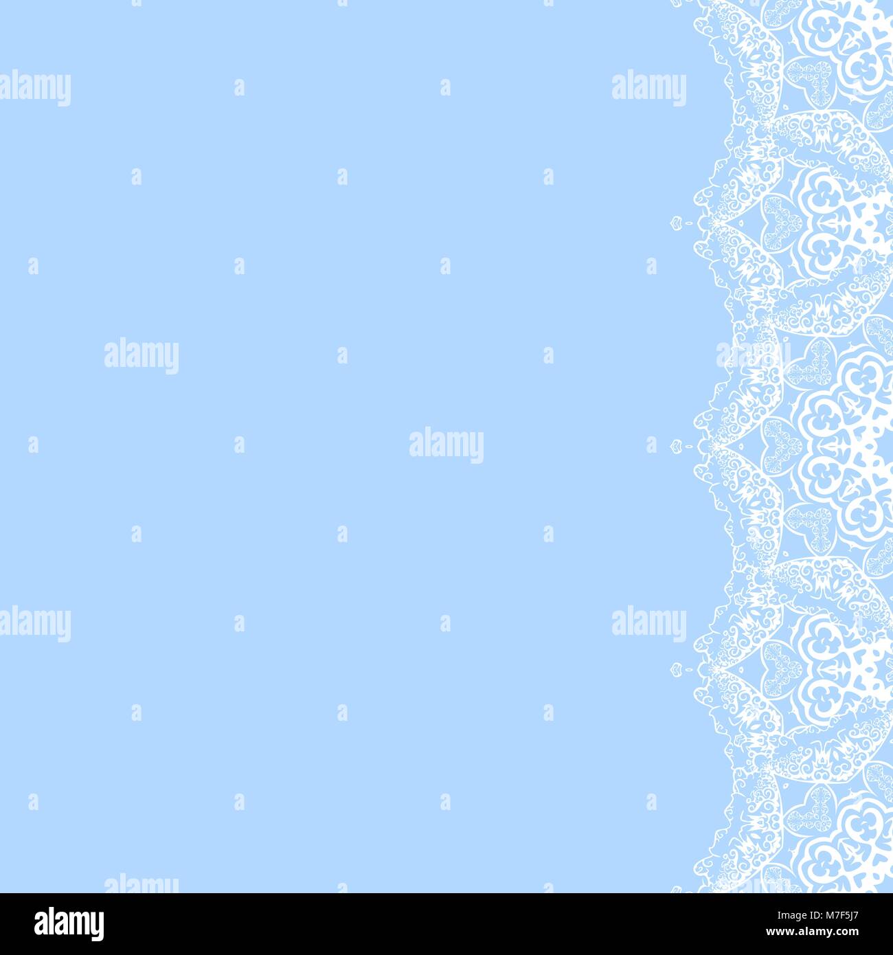 Cadre décoratif de vecteur de flocons blancs sur fond bleu. Carte d'invitation de souhaits pour Noël, Nouvel An Illustration de Vecteur