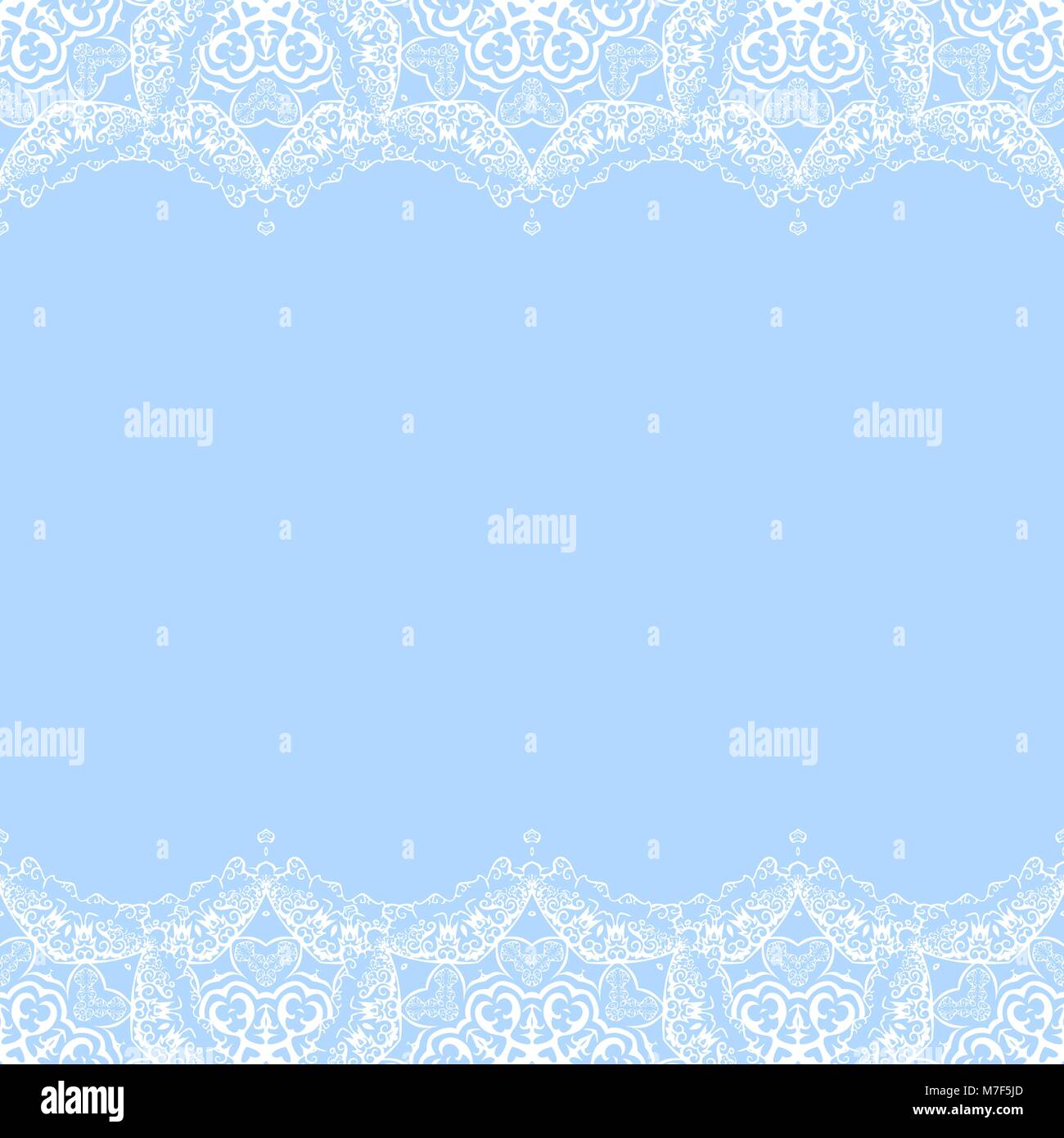 Vector bordure décorative de flocons blancs sur fond bleu. Carte d'invitation de souhaits pour Noël, Nouvel An Illustration de Vecteur
