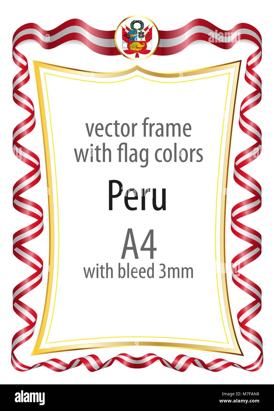 Châssis et frontière avec les armoiries et ruban aux couleurs du