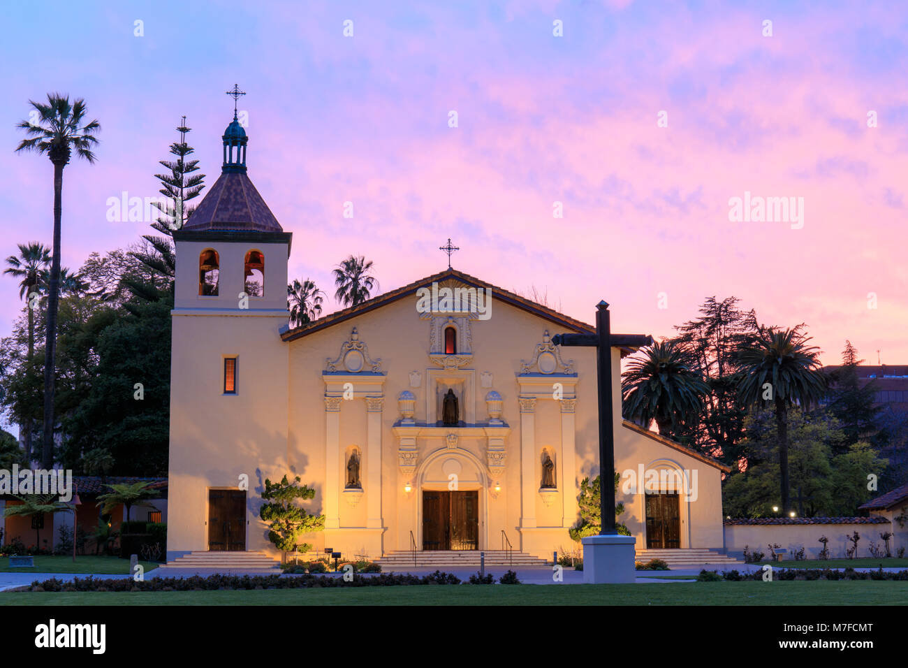 L'extérieur de l'église de Mission Santa Clara de Asis Banque D'Images