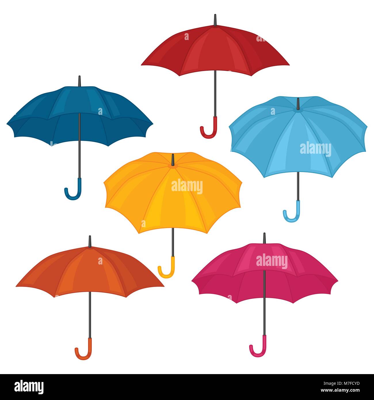 Ensemble de couleurs abstraites des parasols sur fond blanc Illustration de Vecteur