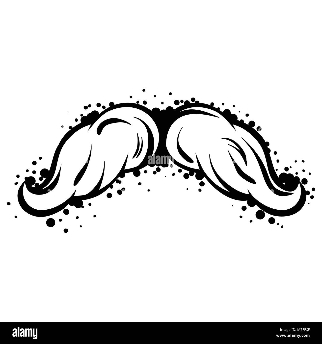 Hipster moustache noire dans le style de l'art en ligne Illustration de Vecteur