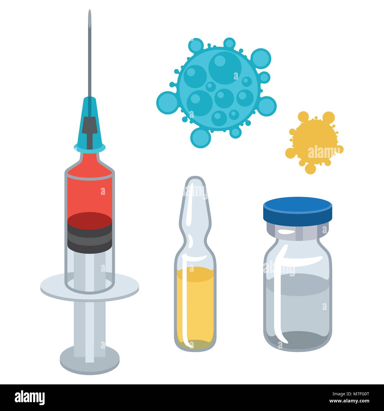 Seringue et l'ensemble des vaccins de matériel pour la vaccination Illustration de Vecteur