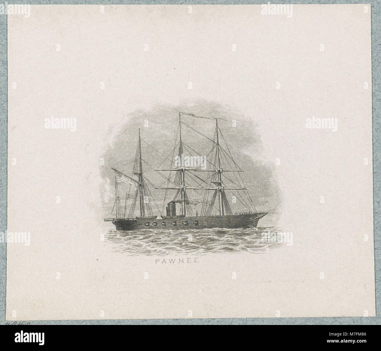 L'U.S.S. Pawnee était un sloop de guerre dans la marine des États-Unis, connu pour son service dans la guerre de Sécession et plus tard comme navire amiral dans diverses opérations navales. Banque D'Images