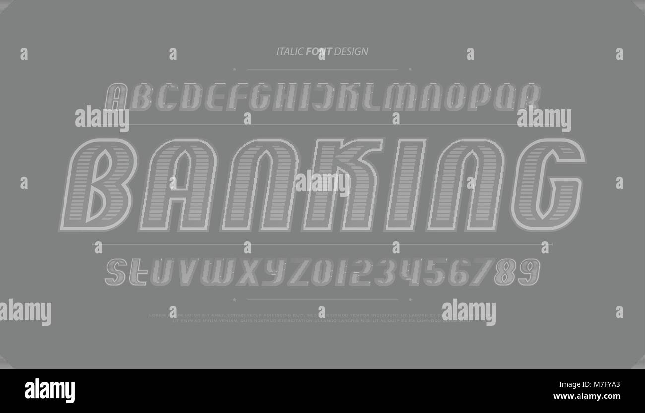 Remarque style banque lettres alphabet et chiffres. vecteur, de l'argent  font type design. italique contour élégant. symboles lettrage composition.  contours, italic Image Vectorielle Stock - Alamy