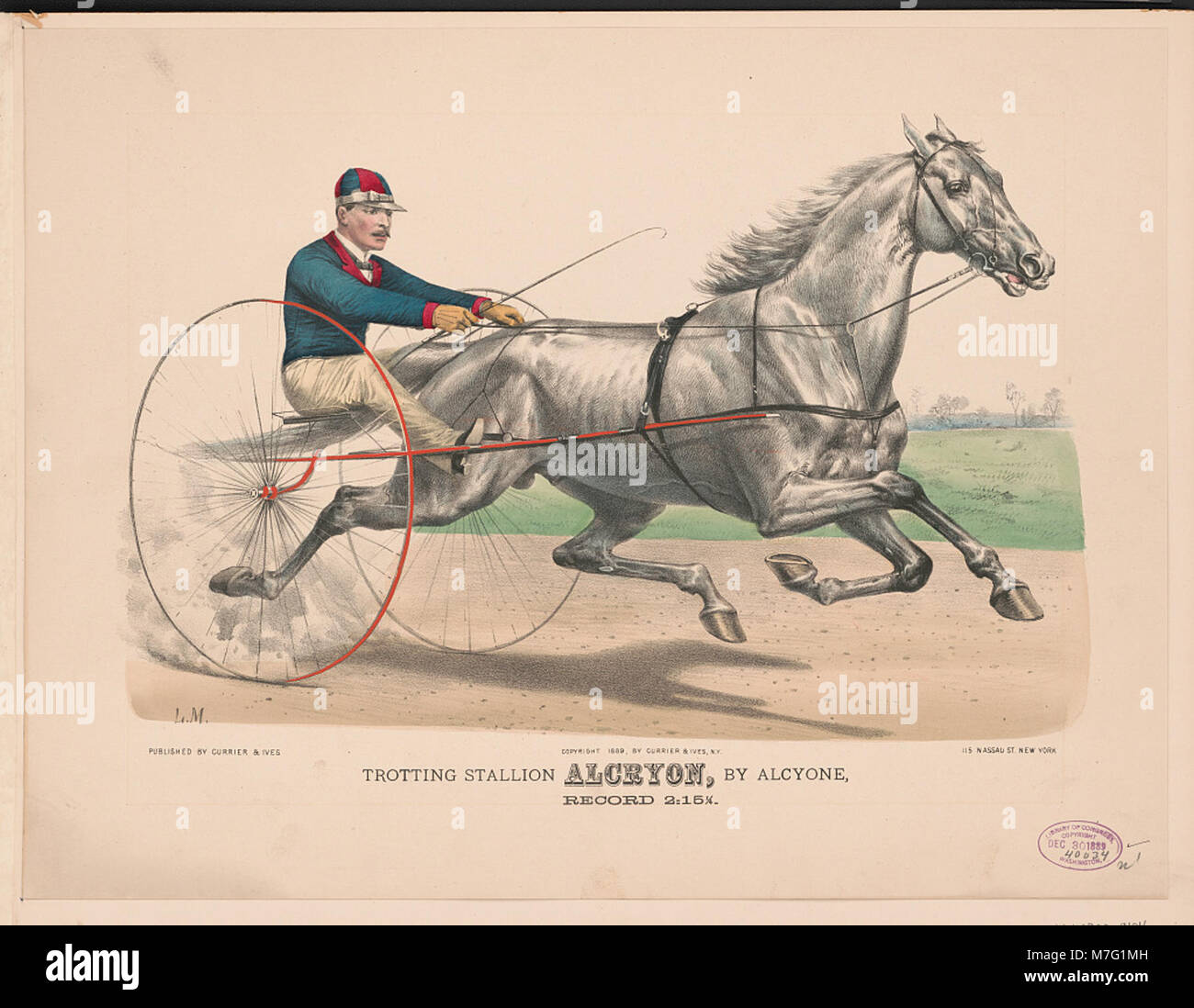 L’étalon trotteur Alcryon, engendré par Alcyone, a établi un nouveau record de 2-15 1-4, une réalisation remarquable dans le sport équestre. Banque D'Images