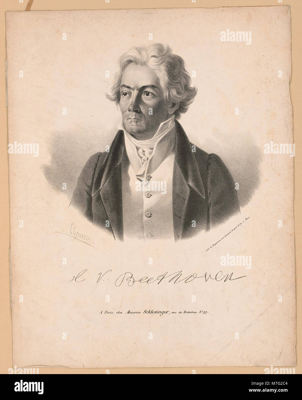 Cette image représente Ludwig van Beethoven, figure clé de la musique classique, connu pour ses compositions et son influence sur la musique occidentale. Banque D'Images