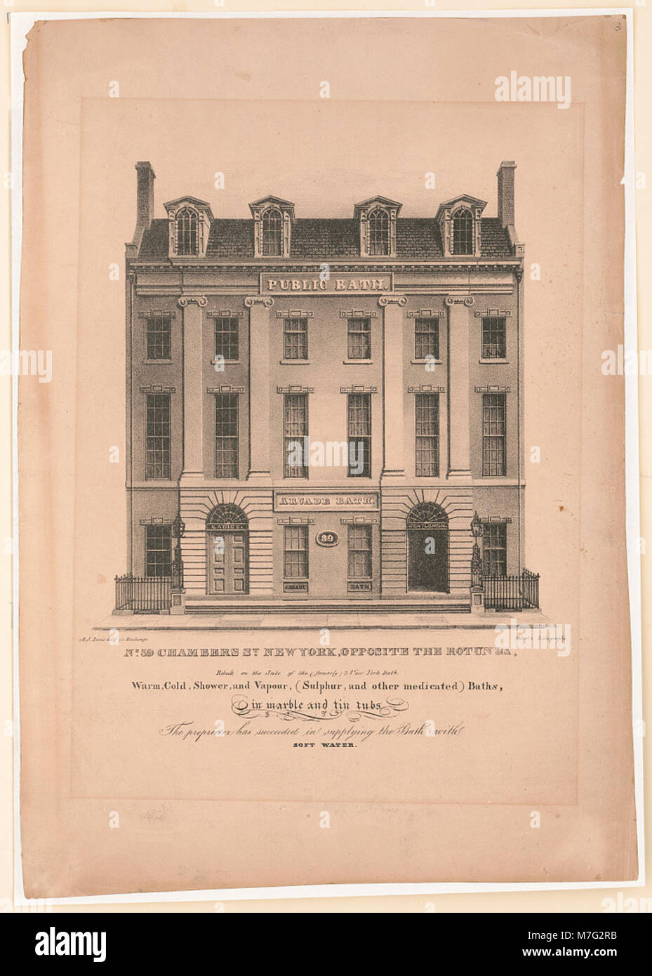 N° 39 Chambers St., New York, en face de la Rotonde, reconstruit sur l'scite (sic) de la (ex) New York - A.J. Davis, delt. La lithographie d'Imbert ;. Rcac90711527 Banque D'Images