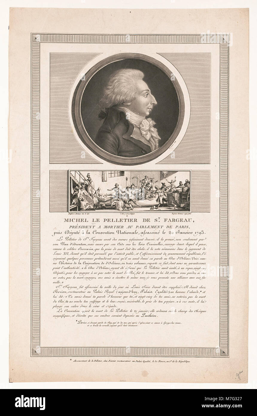 Portrait de Michel le Pelletier de Fargeau, président au parlement de Paris et plus tard député à la Convention nationale, assassiné le 20 janvier 1793, lors de la Révolution française. Banque D'Images