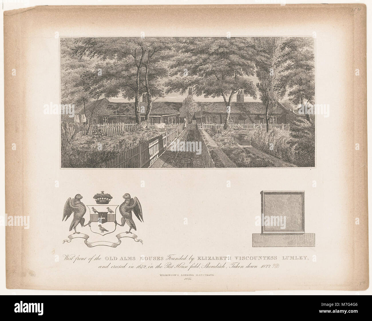 Une photographie montrant la façade ouest des vieilles maisons Alms, reflétant sa conception architecturale et son importance historique en tant qu'institution sociale pour les pauvres. Banque D'Images