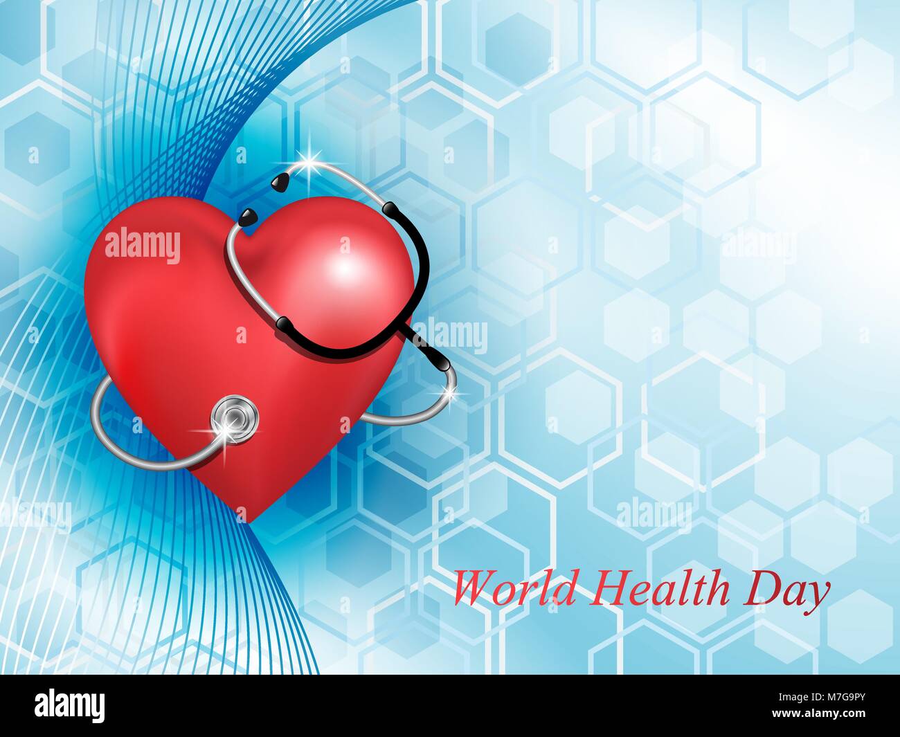 Matériel médical stéthoscope et la forme de coeur sur fond bleu. Vector illustration. Illustration de Vecteur