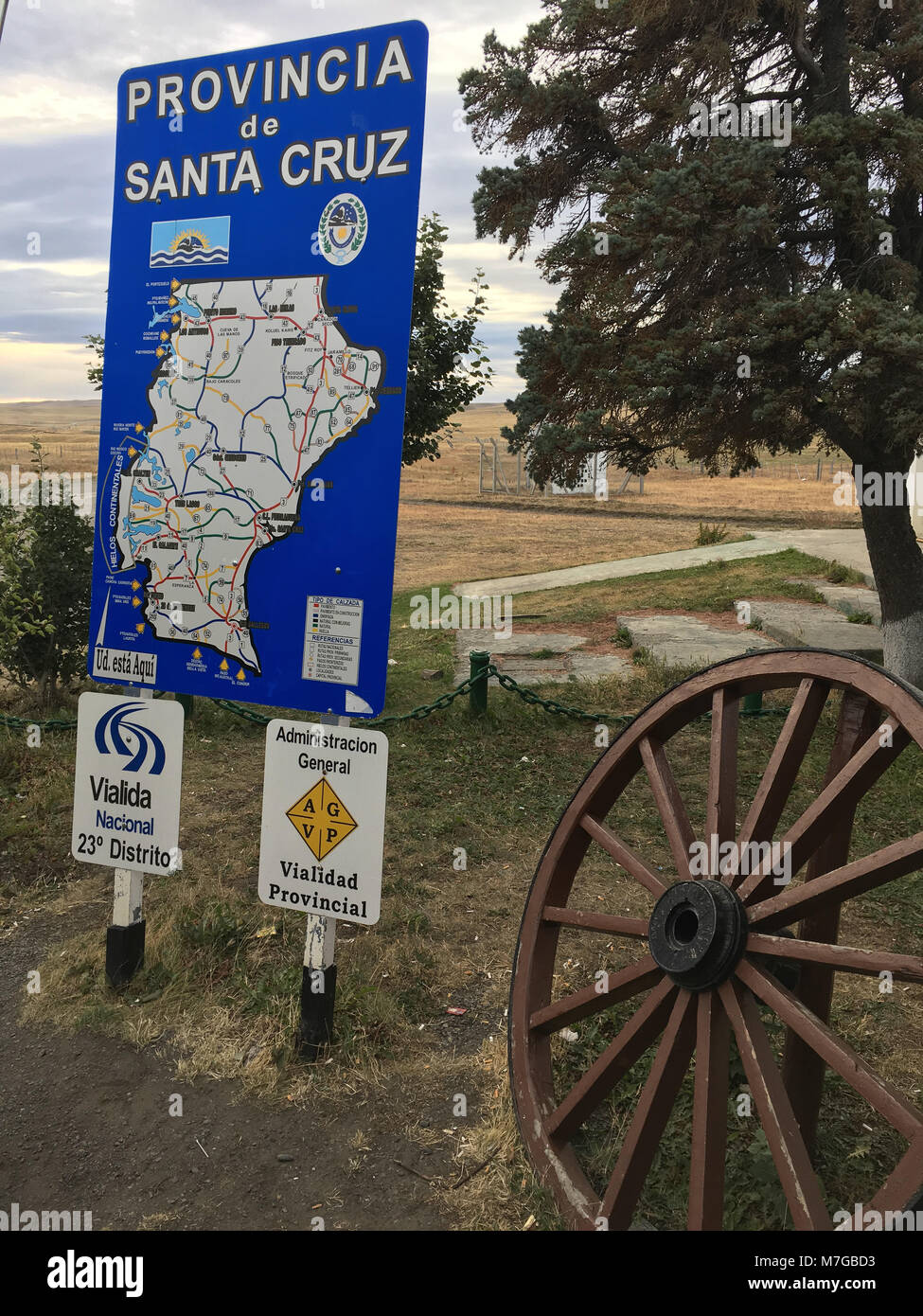 Santa Cruz Province signe sur Ruta 40, Patagonie, Argentine Banque D'Images