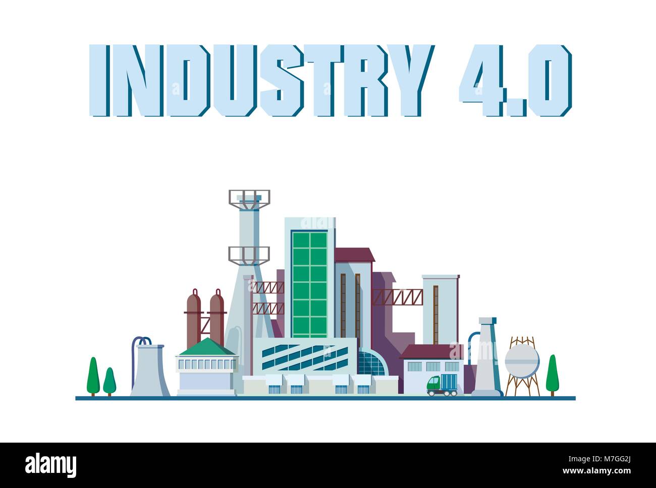 Smart factory concept. Internet des objets industriels. Réseau de capteur. L'usine numérique moderne 4.0 . Vector illustration Illustration de Vecteur