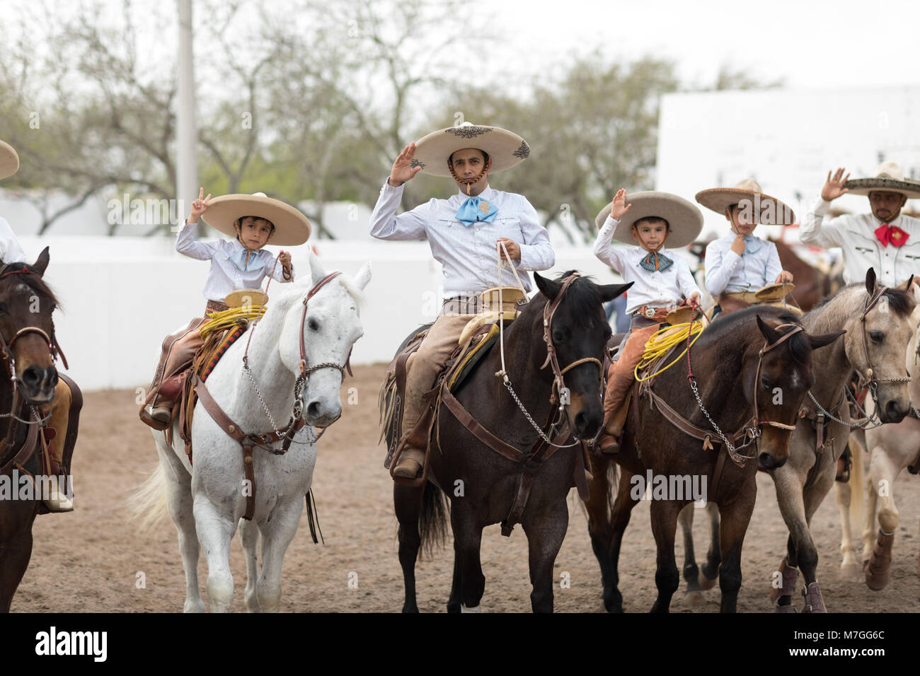 Matamoros, Tamaulipas, Mexique - Le 25 février 2018, Charreada Fiestas Mexicanas fait partie du Charro Jours Fiesta - Fiestas Mexicanas, un bi-national fe Banque D'Images