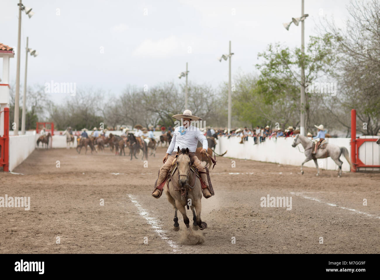 Matamoros, Tamaulipas, Mexique - Le 25 février 2018, Charreada Fiestas Mexicanas fait partie du Charro Jours Fiesta - Fiestas Mexicanas, un bi-national fe Banque D'Images