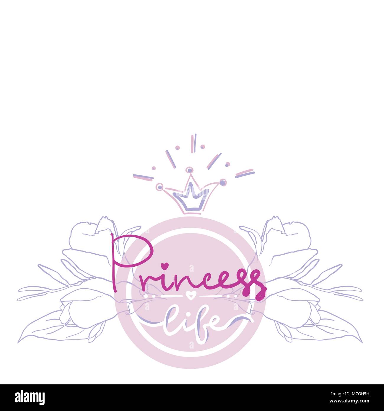 Carte D Anniversaire Princesse Fille De Couleur Projekt Logo T Shirt D Impression Lettrage Princess Vie Avec Fleurs Floral Ornament In Circle Image Vectorielle Stock Alamy