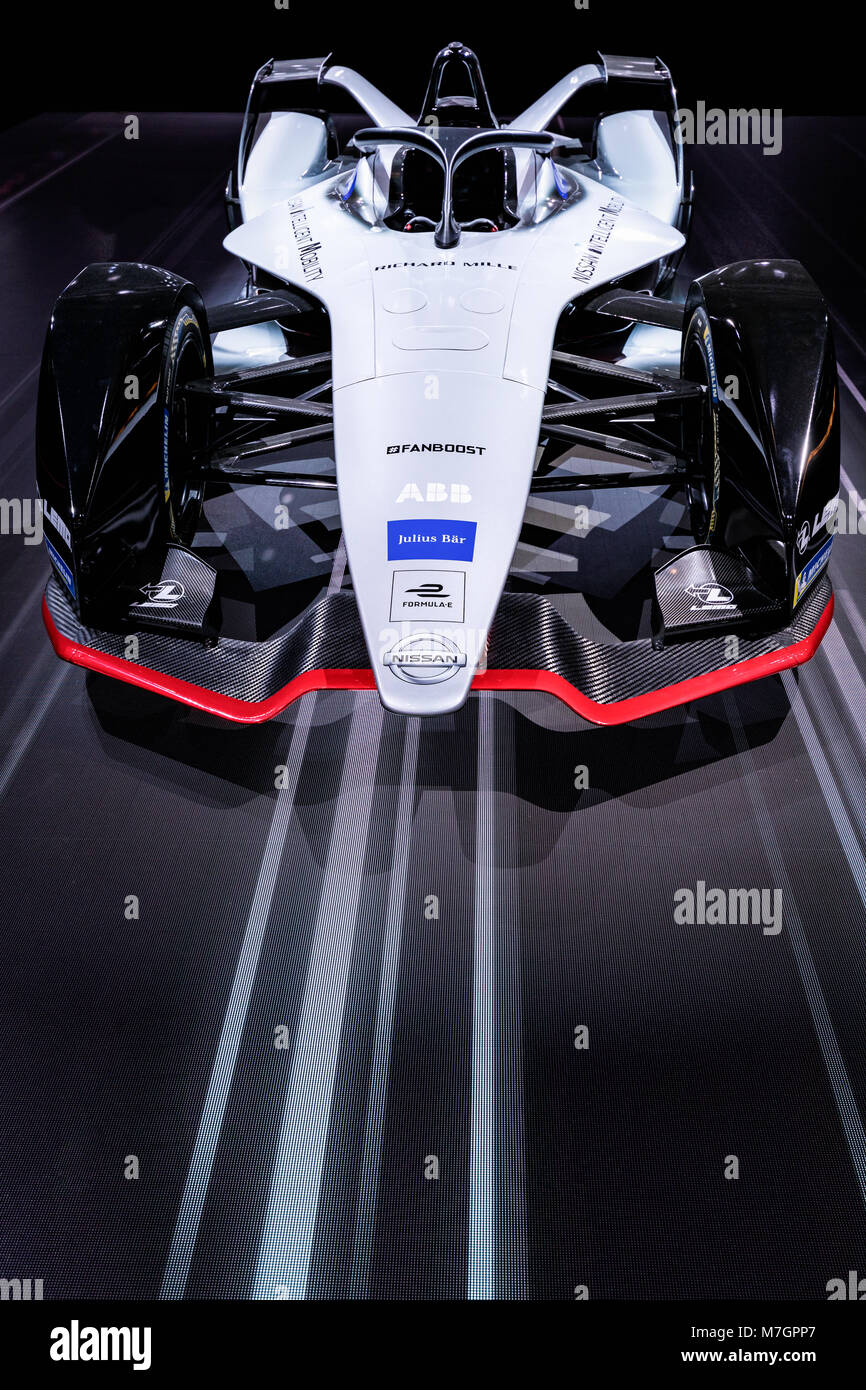 E Formule Nissan voiture de course électrique, Salon de Genève, Suisse Banque D'Images