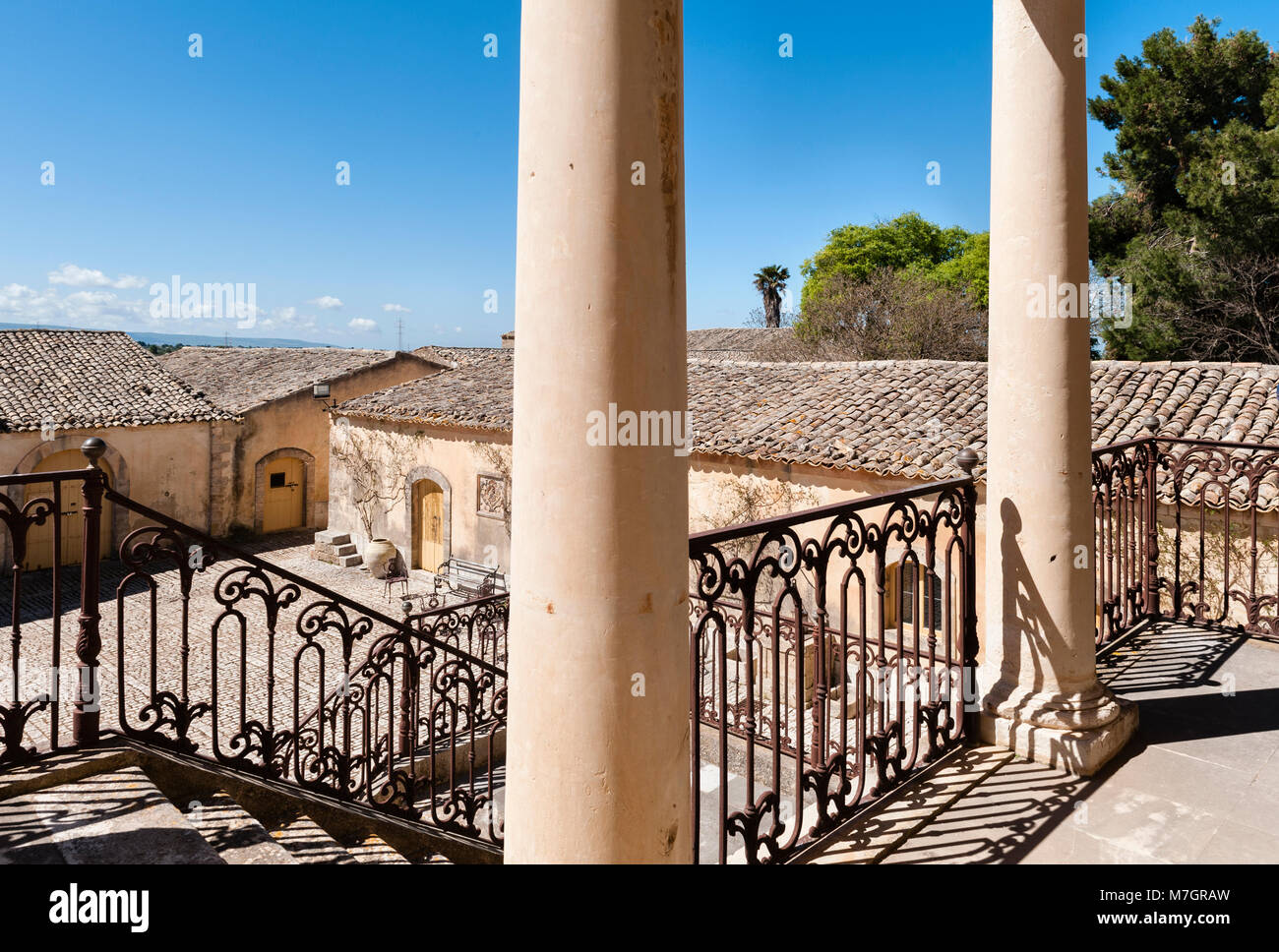 Chiaramonte Gulfi, Sicile, Italie. Villa Fegotto (utilisé comme un emplacement pour l'Inspecteur Montalbano série TV) Banque D'Images