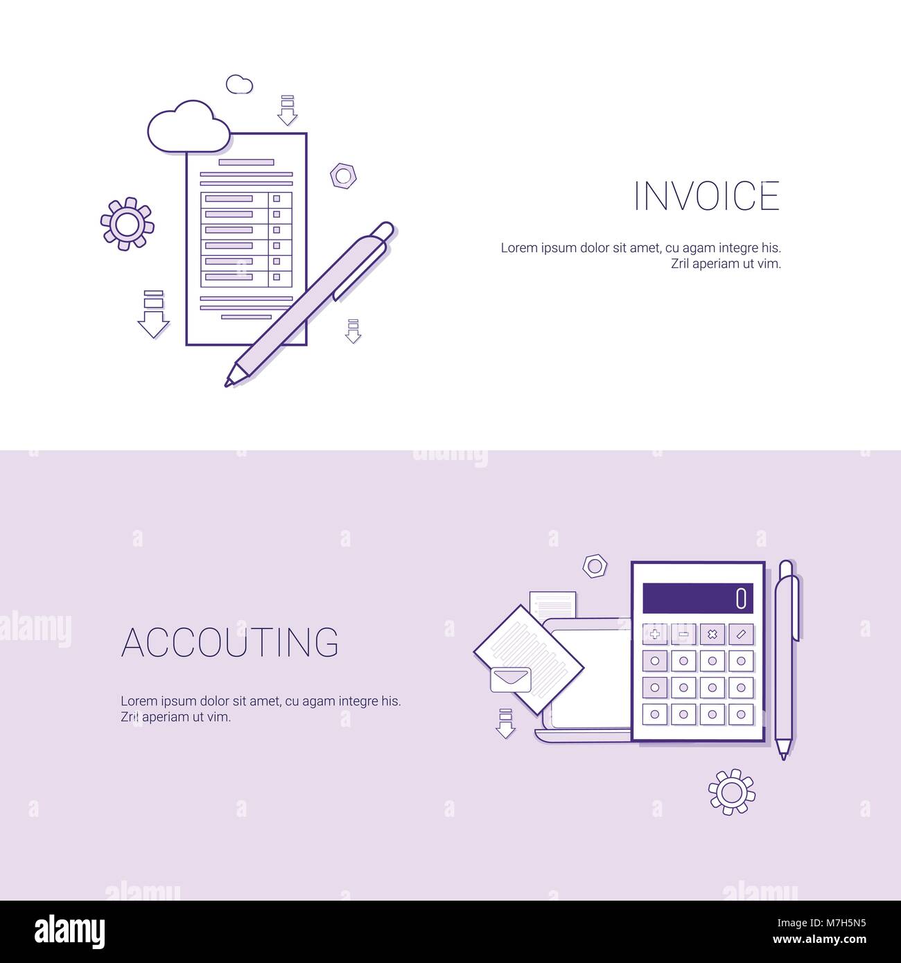 Facture et modèle financier Comptabilité Bannière Web With Copy Space Illustration de Vecteur