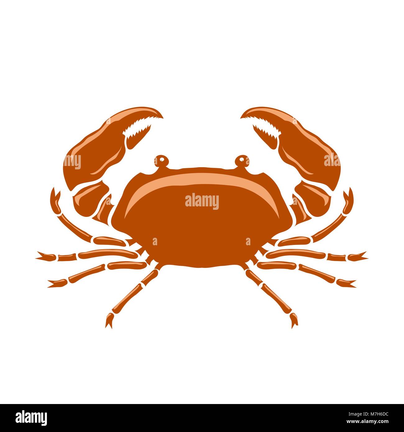 Crabe rouge Mer bouillis avec griffes géantes Illustration de Vecteur
