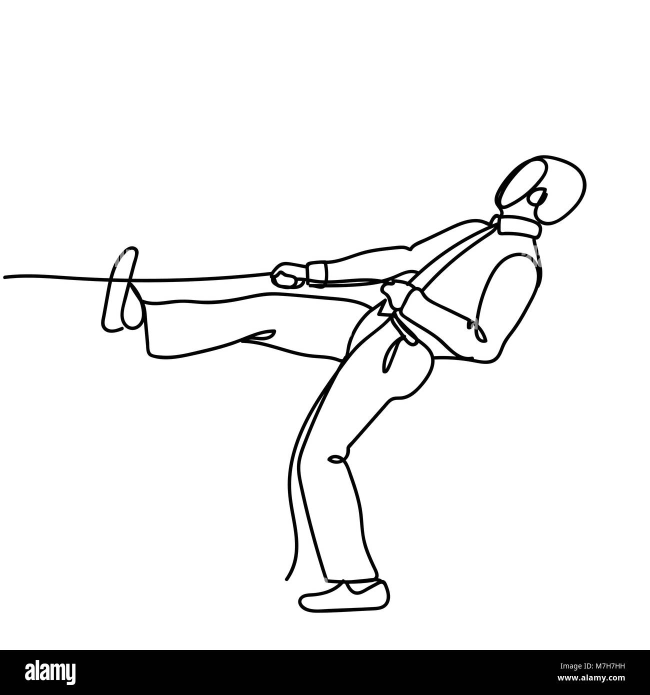 Doodle Businessman Pulling Rope Strong Business Man Concept Concours Illustration de Vecteur