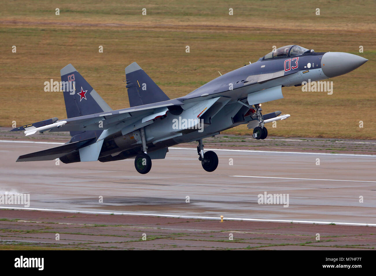 Avion de combat SU-35 de l'Armée de l'Air russe. Banque D'Images