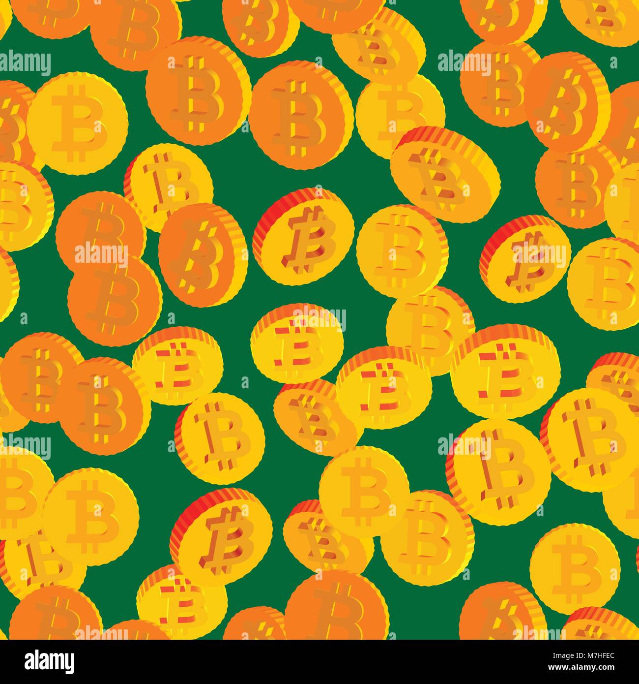 Des pièces avec motif transparent Symboles Bitcoin Illustration de Vecteur