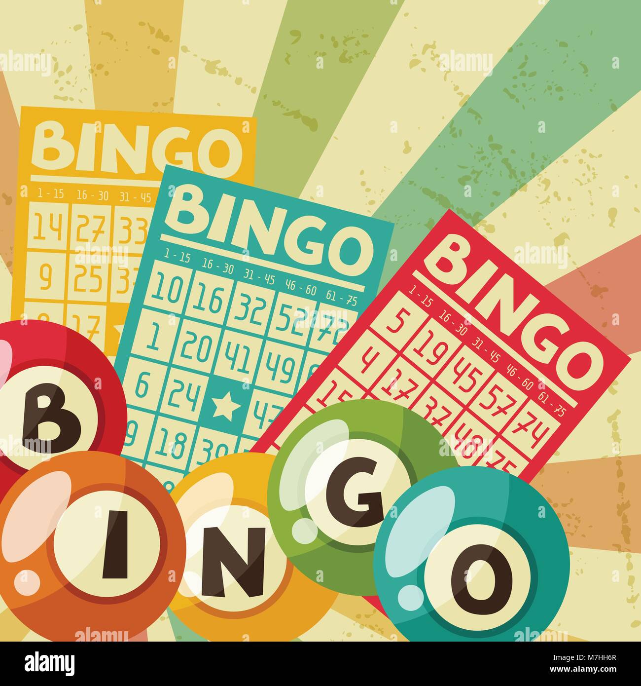 Jeu de bingo ou de loterie retro illustration avec des boules et des ...