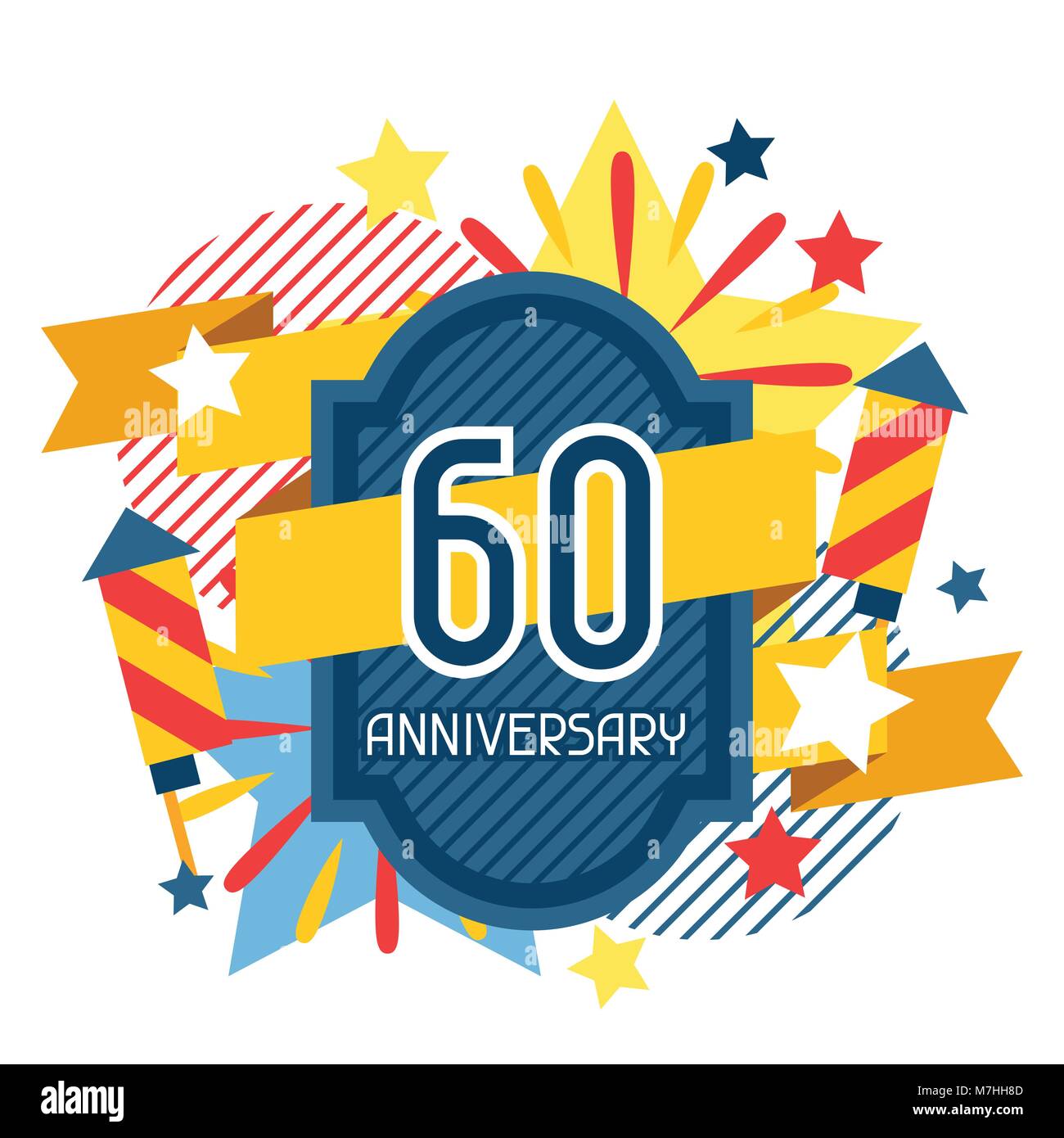 Anniversaire résumé fond avec du ruban et des éléments de décoration Illustration de Vecteur