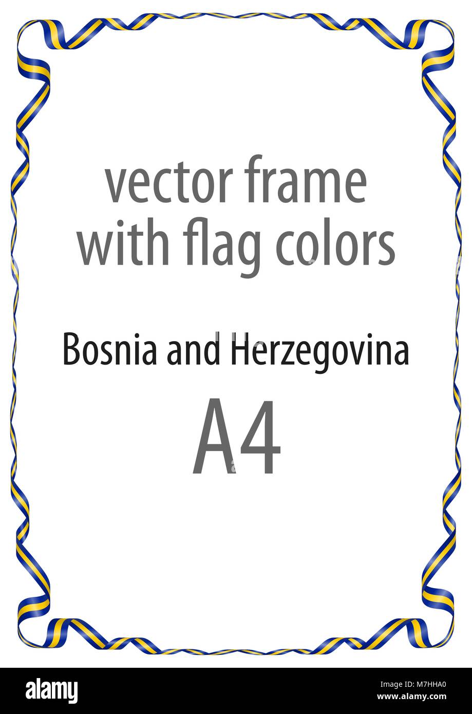 Cadre et bordure de ruban avec les couleurs de la Bosnie-et-Herzégovine d'un drapeau Illustration de Vecteur