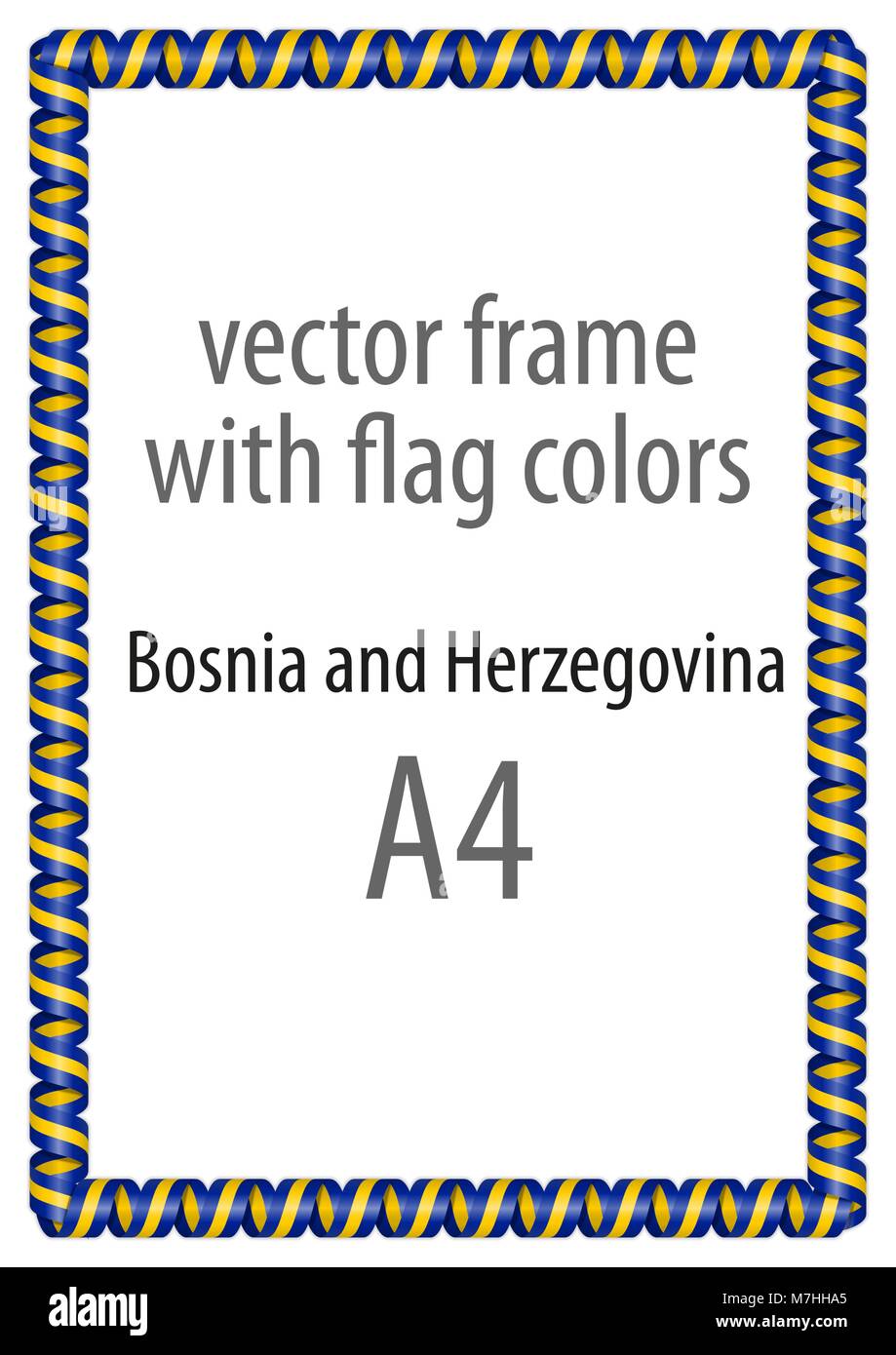 Cadre et bordure de ruban avec les couleurs de la Bosnie-et-Herzégovine d'un drapeau Illustration de Vecteur