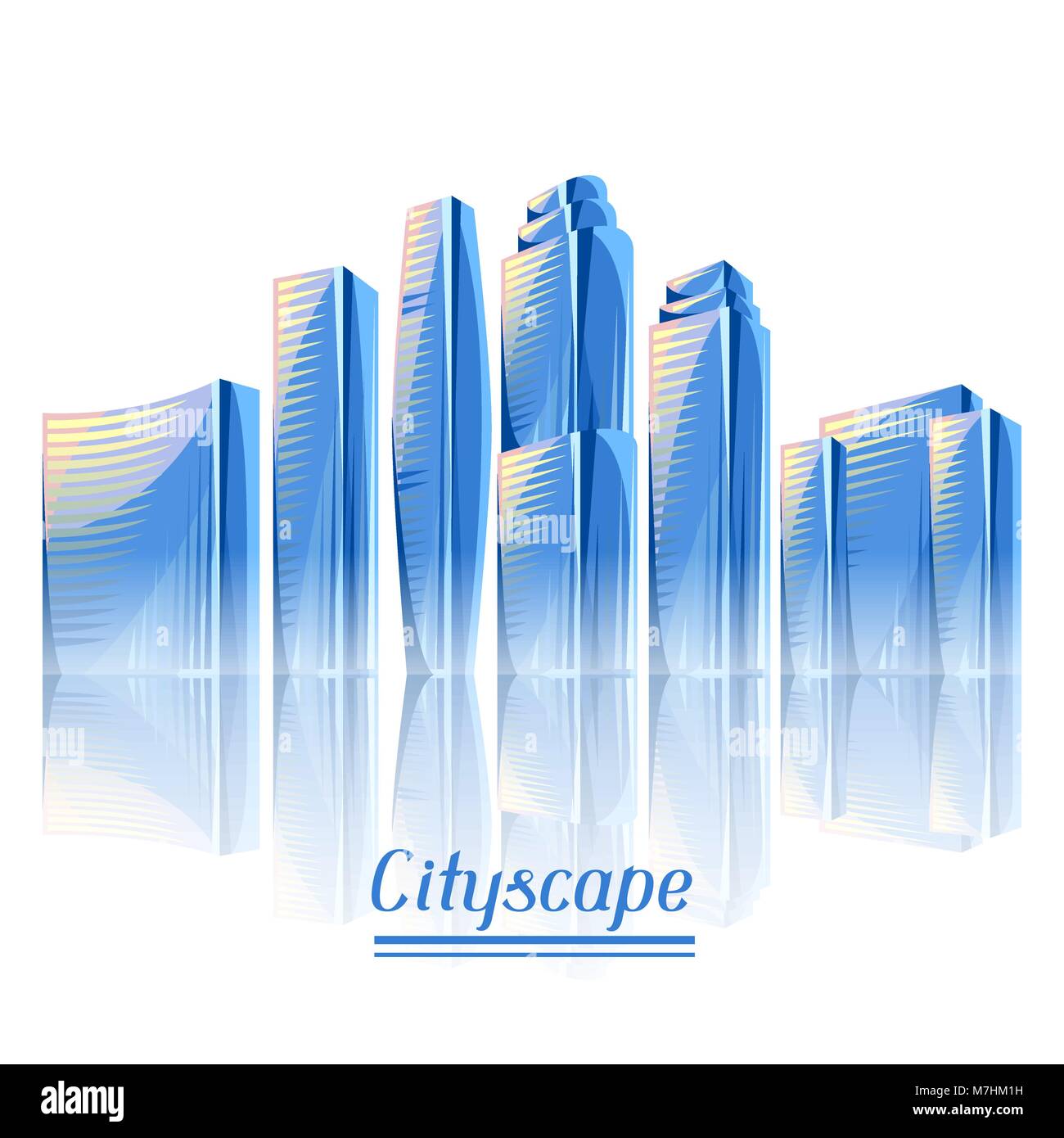 Gratte-ciel de la ville historique en bleu. Illustration conceptuelle paysage urbain pour la construction et le tourisme d'affaires. Image peut être utilisé sur des brochures publicitaires, des bannières, des présentations Illustration de Vecteur