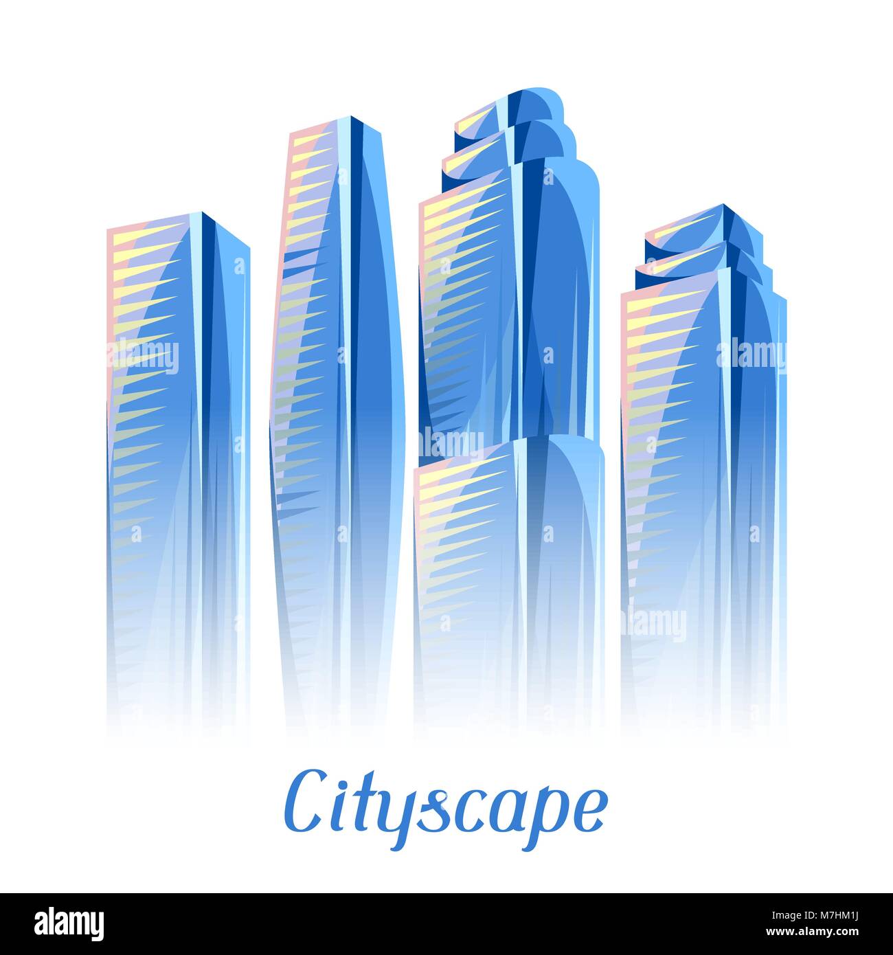Gratte-ciel de la ville historique en bleu. Illustration conceptuelle paysage urbain pour la construction et le tourisme d'affaires. Image peut être utilisé sur des brochures publicitaires, des bannières, des présentations Illustration de Vecteur