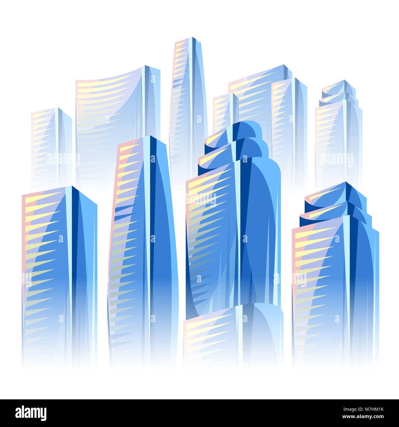 Gratte-ciel de la ville historique en bleu. Illustration conceptuelle paysage urbain pour la construction et le tourisme d'affaires. Image peut être utilisé sur des brochures publicitaires, des bannières, des présentations Illustration de Vecteur